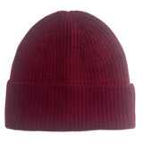 Cashmere Ribbed Beanie - Bordeaux