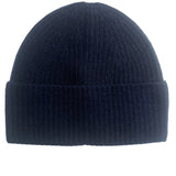 Cashmere Ribbed Beanie - Navy