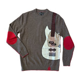 Bass Guitar Hand-Intarsia Cashmere Crew