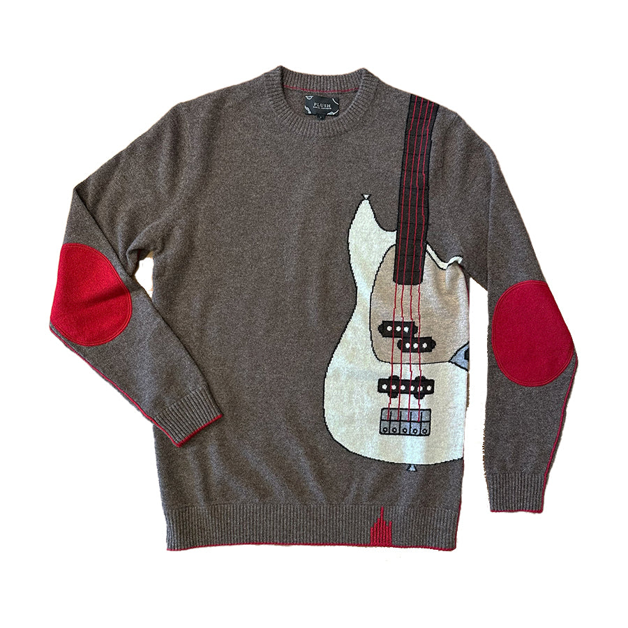 Bass Guitar Hand-Intarsia Cashmere Crew