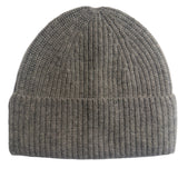 Cashmere Ribbed Beanie - Lt Grey