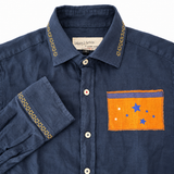 Lindsey Linen Shirt Navy / Gold Flag