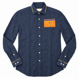 Lindsey Linen Shirt Navy / Gold Flag