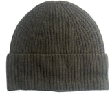 Cashmere Ribbed Beanie - Army Green