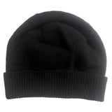 Cashmere Beanie w/ folded Cuff - Black