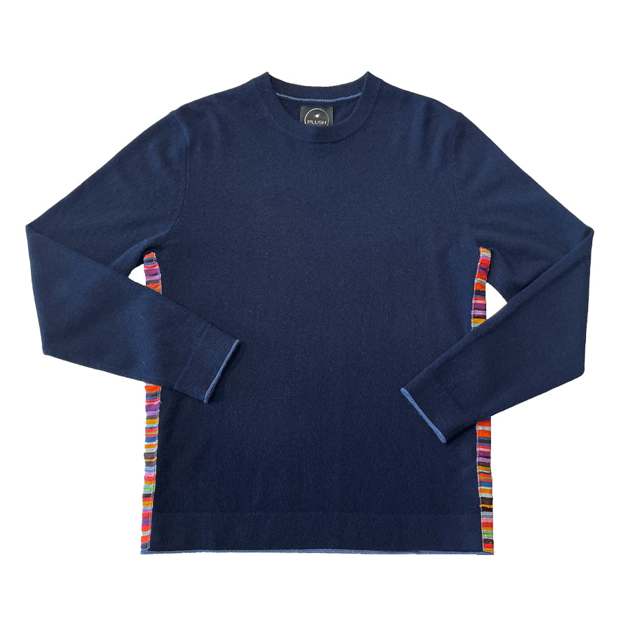 Trevor Side Stripe Cashmere Crew
