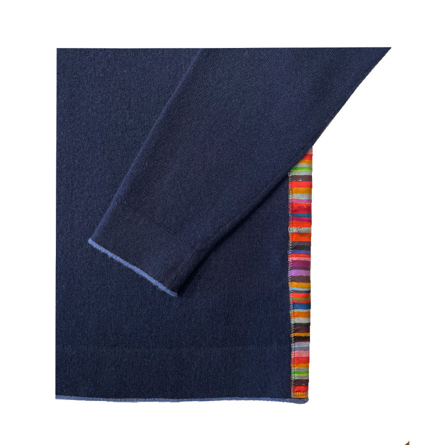 Trevor Side Stripe Cashmere Crew